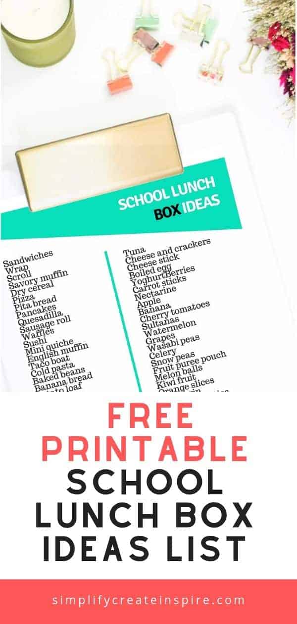 School Lunch Box Ideas Printable | Simplify Create Inspire