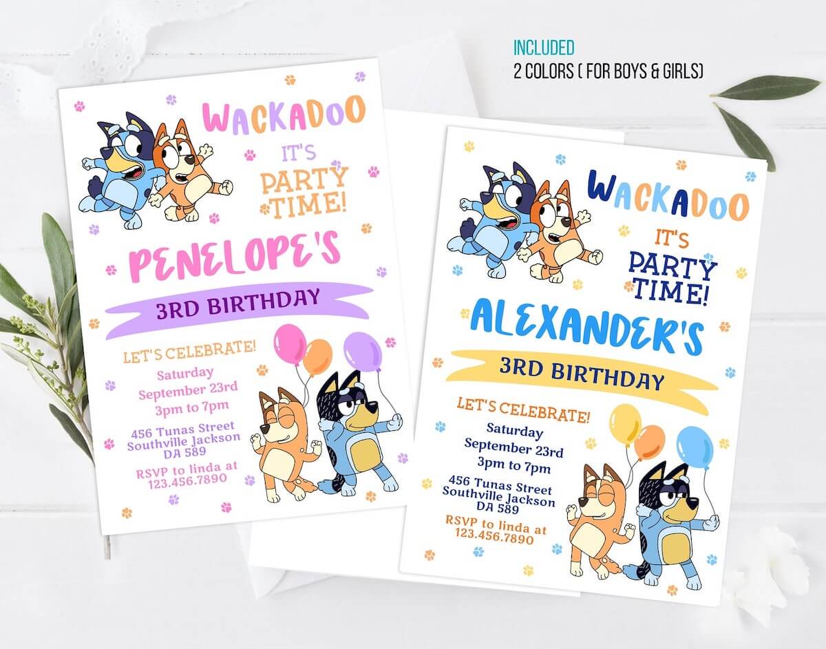 Invitations Bluey Birthday Card Bluey Family Birthday Party Bluey Birthday Invitation Printable